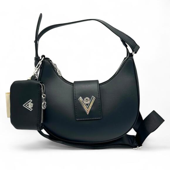 Valentino Orlandi Hobo Bag Black V Logo Half Moon Bag New With Tags - Picture 1 of 9